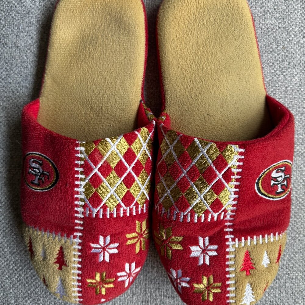 San Francisco 49ers Christmas Slippers Winter Warm Anti-slip Bedroom House Shoes